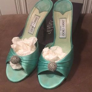 Jimmy Choo custom Tiffany Blue bride wedding shoes